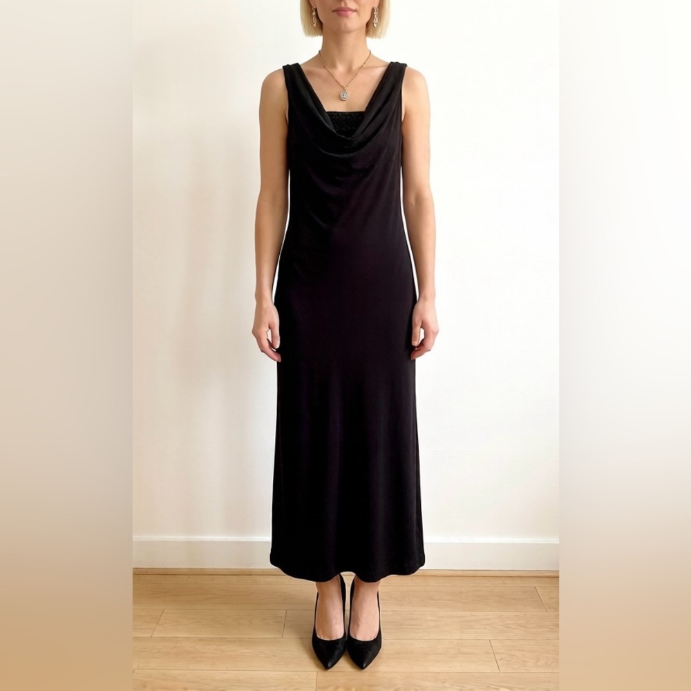 New Jones New York Black Sleeveless Dress Cowl Neck Evening / Cocktail Size 8P